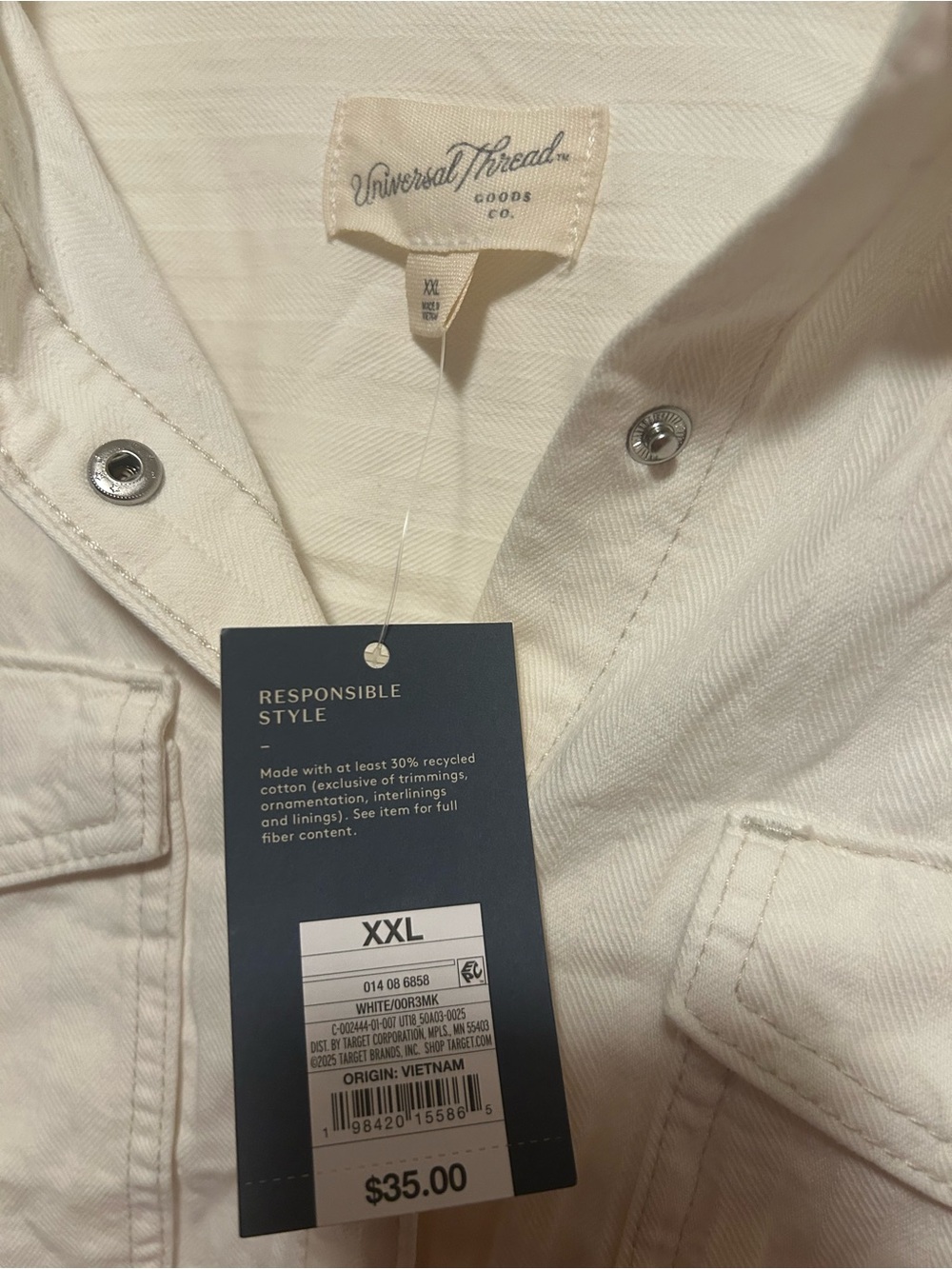Universal Thread Cream Button-Front Utility Shacket - Picture 3 of 3